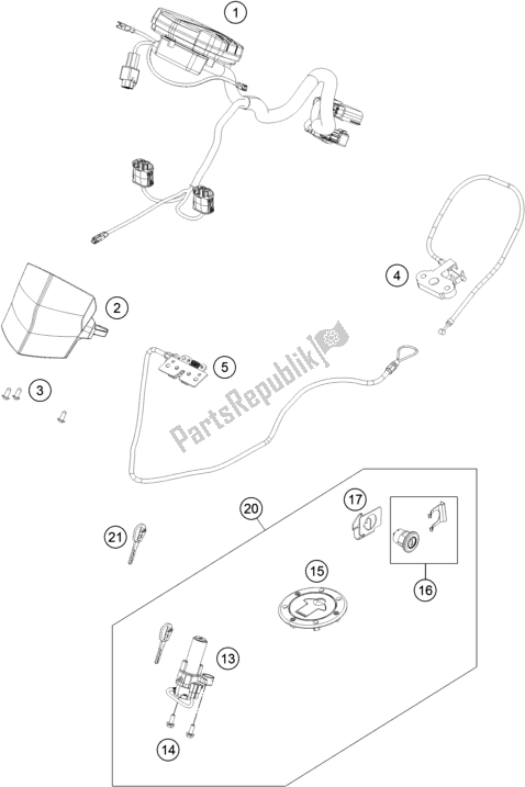 Toutes les pièces pour le Instruments / Système De Verrouillage du KTM RC 390 Black B. D. 17 2017