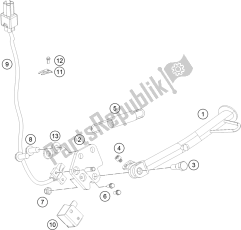 All parts for the Side / Center Stand of the KTM RC 390 Black B. D. 17 2017