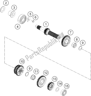All parts for the Transmission I - Main Shaft of the KTM RC 390 Black B. D. 17 2017