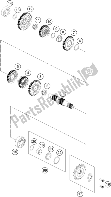 Alle onderdelen voor de Transmissie Ii - Secundaire As van de KTM RC 390 Black B. D. 17 2017