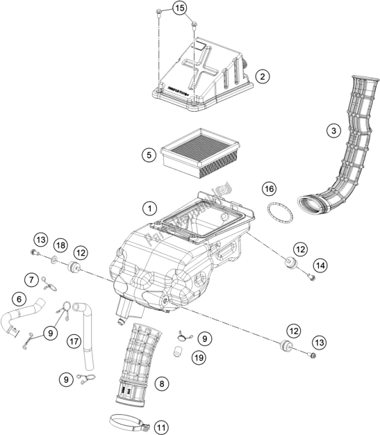 Tutte le parti per il Filtro Dell'aria del KTM RC 390 ,white-B. D. 2020