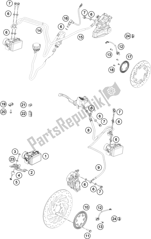 Todas as partes de Abs Do Sistema Antibloqueio do KTM RC 390 ,white-B. D. 2020
