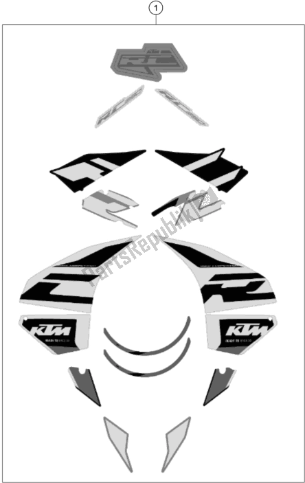 All parts for the Decal of the KTM RC 390 ,white-B. D. 2020