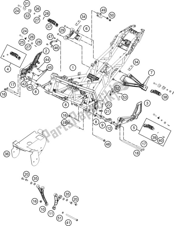All parts for the Frame of the KTM RC 390 ,white-B. D. 2020
