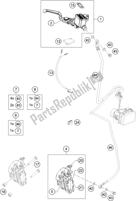 Tutte le parti per il Pinza Freno Anteriore del KTM RC 390 ,white-B. D. 2020