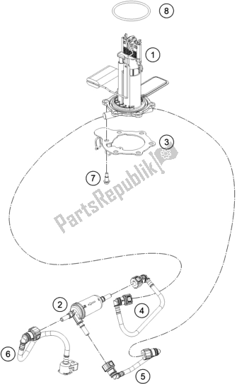 Tutte le parti per il Pompa Di Benzina del KTM RC 390 ,white-B. D. 2020