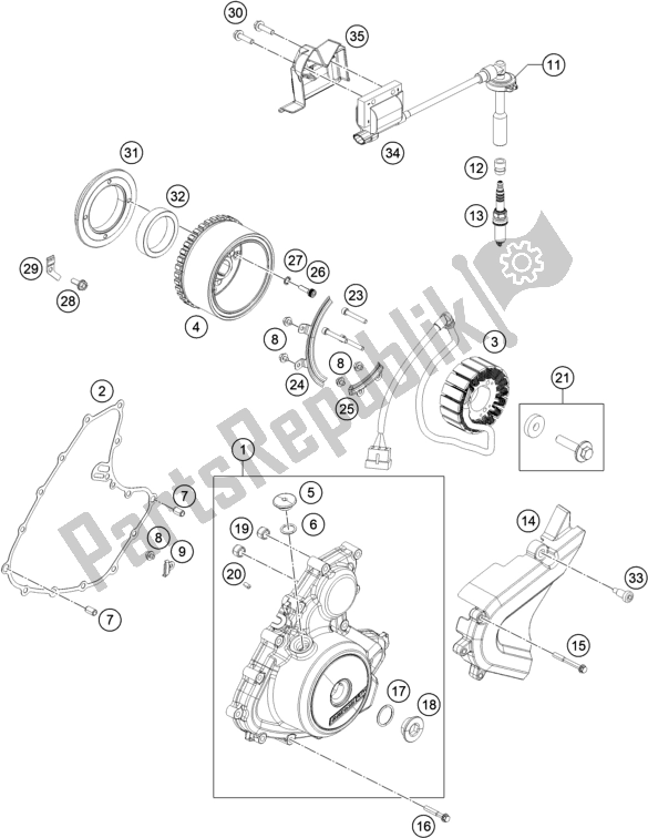 All parts for the Ignition System of the KTM RC 390 ,white-B. D. 2020
