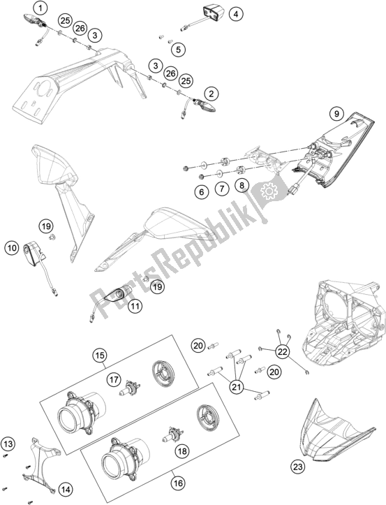 Todas las partes para Sistema De Iluminación de KTM RC 390 ,white-B. D. 2020
