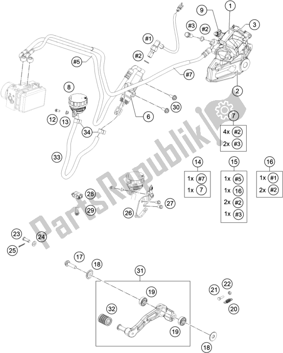 Tutte le parti per il Pinza Freno Posteriore del KTM RC 390 ,white-B. D. 2020