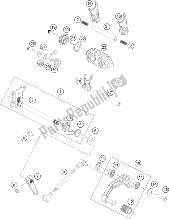 Tutte le parti per il Meccanismo Di Spostamento del KTM RC 390 ,white-B. D. 2020