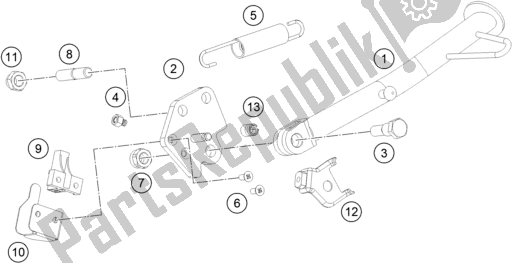 Tutte le parti per il Cavalletto Laterale / Centrale del KTM RC 390 ,white-B. D. 2020