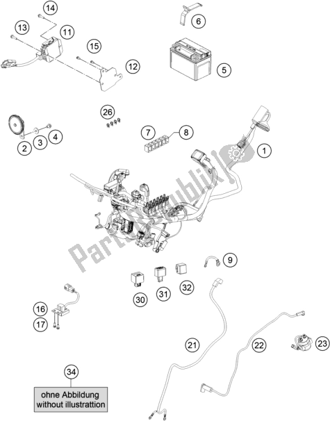 Alle onderdelen voor de Kabelboom van de KTM RC 390 ,white-B. D. 2020