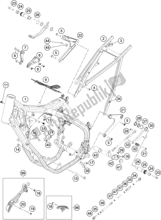 Todas las partes para Marco de KTM RC4 R 690 2020