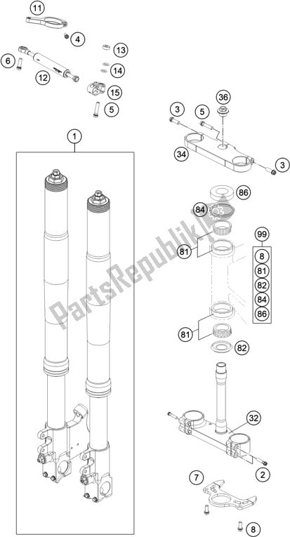 Todas las partes para Horquilla Delantera, Triple Abrazadera de KTM RC4 R 690 2020