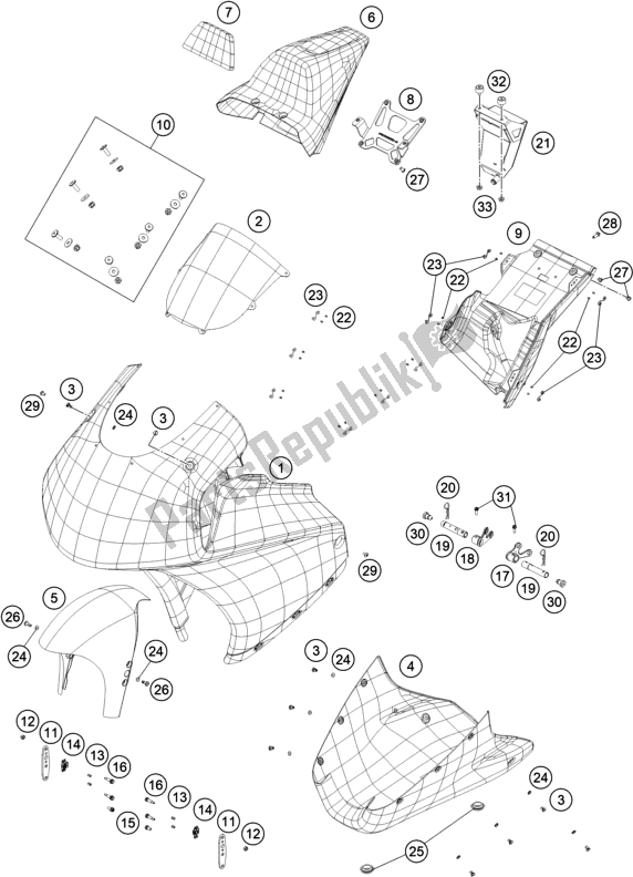 Tutte le parti per il Maschera, Parafanghi del KTM RC4 R 690 2020