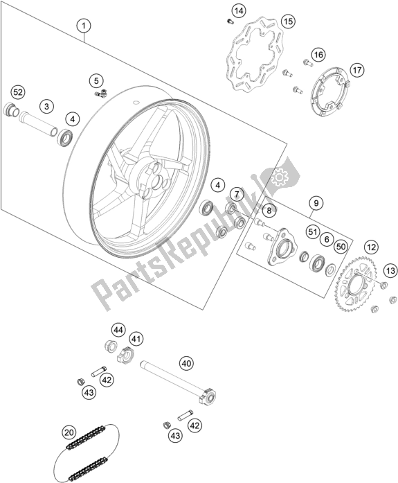 Todas las partes para Rueda Trasera de KTM RC4 R 690 2020