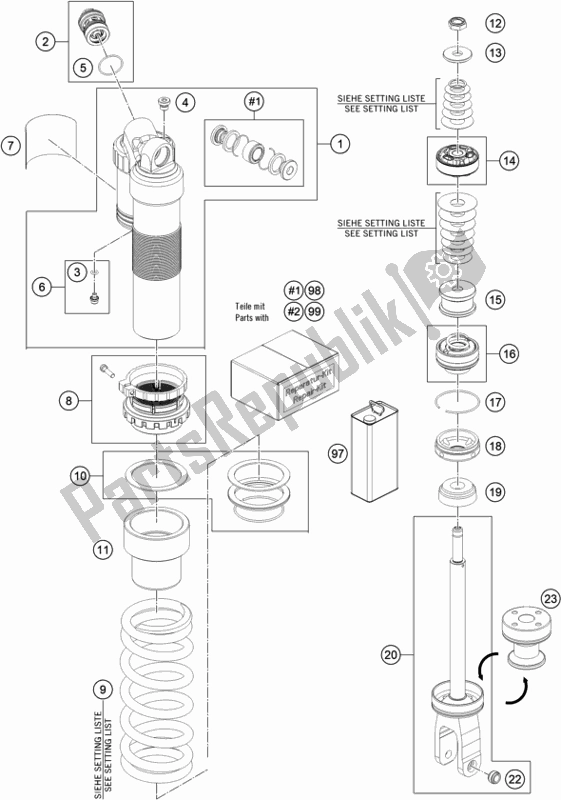 Tutte le parti per il Ammortizzatore Smontato del KTM RC4 R 690 2020