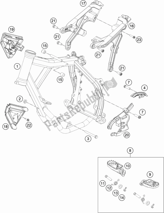 All parts for the Frame of the KTM SX-E 5 EU 0 2020
