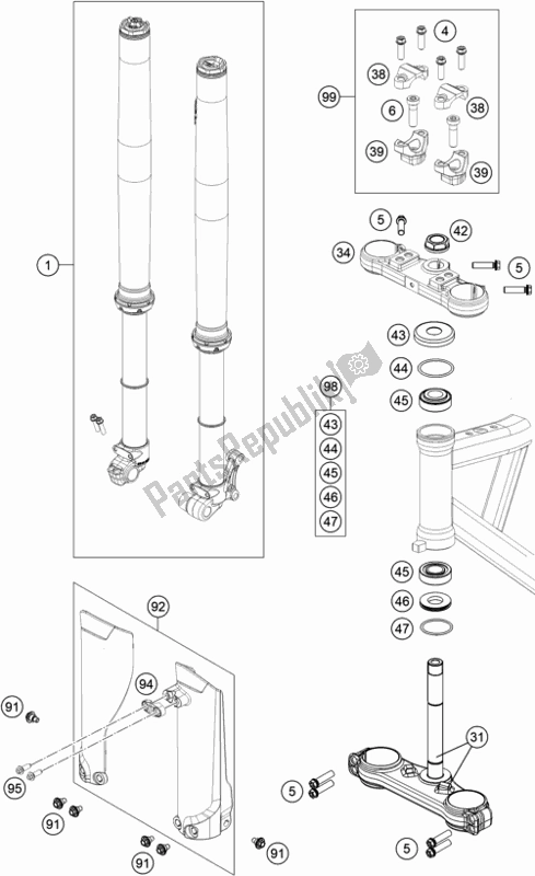 Tutte le parti per il Forcella Anteriore, Pinza Tripla del KTM SX-E 5 EU 0 2020
