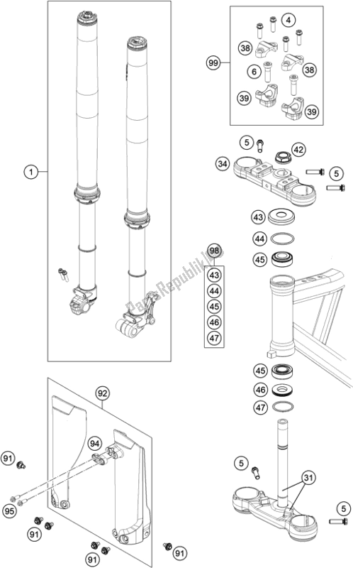Todas las partes para Horquilla Delantera, Triple Abrazadera de KTM SX-E 5 EU 0 2021