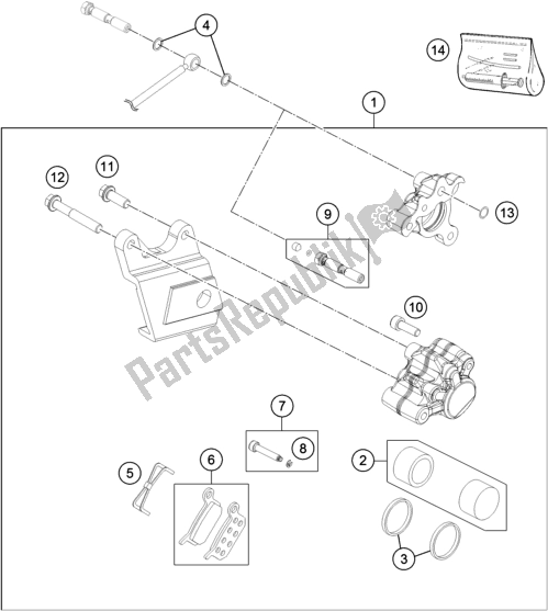 All parts for the Rear Brake Caliper of the KTM SX-E 5 EU 0 2021