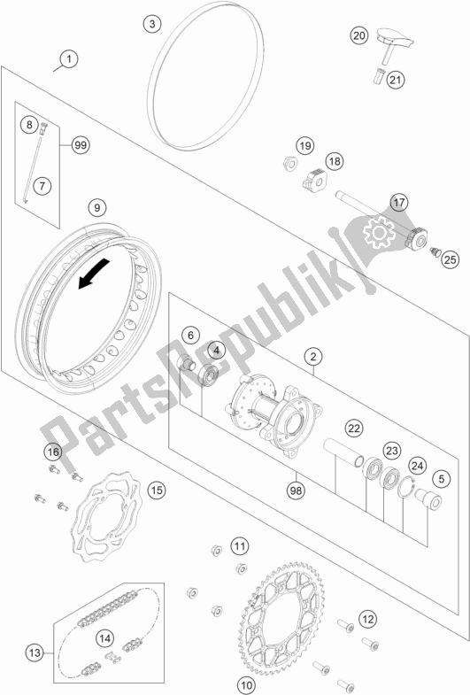 Todas las partes para Rueda Trasera de KTM SX-E 5 EU 0 2021