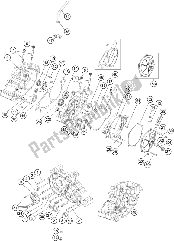 All parts for the Engine Case of the KTM TXT Racing 125 EU 2021