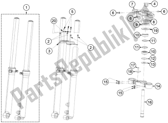 All parts for the Front Fork, Triple Clamp of the KTM TXT Racing 125 EU 2021