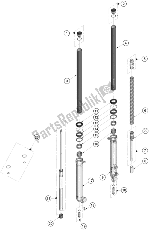 All parts for the Front Fork Disassembled of the KTM TXT Racing 125 US 2020