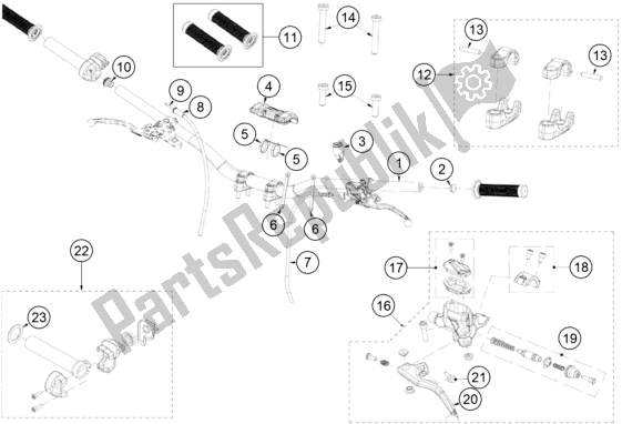 Toutes les pièces pour le Guidon, Commandes du KTM TXT Racing 125 US 2020