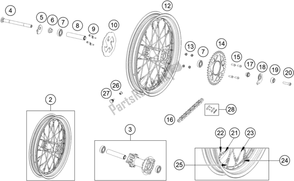 Toutes les pièces pour le Roue Arrière du KTM TXT Racing 125 US 2020