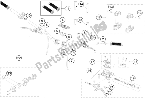 Toutes les pièces pour le Guidon, Commandes du KTM TXT Racing 125 US 2021