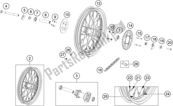 Toutes les pièces pour le Roue Arrière du KTM TXT Racing 125 US 2021