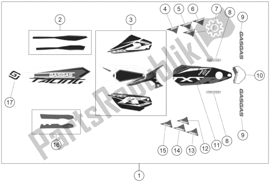 Tutte le parti per il Decalcomania del KTM TXT Racing 250 EU 2020