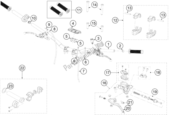 Toutes les pièces pour le Guidon, Commandes du KTM TXT Racing 250 EU 2020