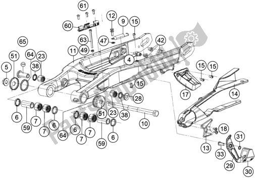 Alle onderdelen voor de Zwenkarm van de KTM TXT Racing 250 EU 2020