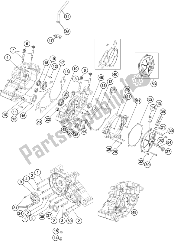 All parts for the Engine Case of the KTM TXT Racing 250 US 2021