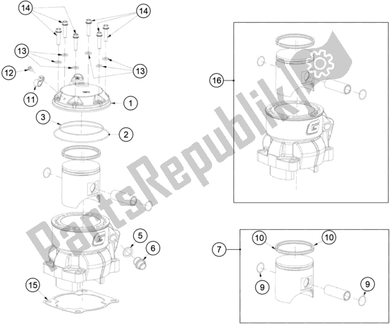 All parts for the Cylinder of the KTM TXT Racing 280 EU 2020