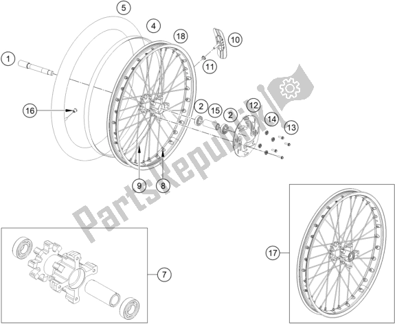 All parts for the Front Wheel of the KTM TXT Racing 280 EU 2020