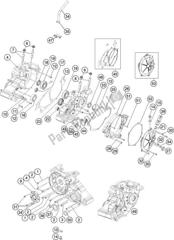 All parts for the Engine Case of the KTM TXT Racing 280 EU 2021