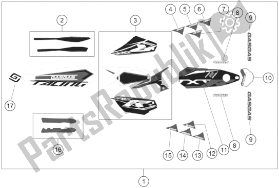 Todas as partes de Decalque do KTM TXT Racing 280 US 2020
