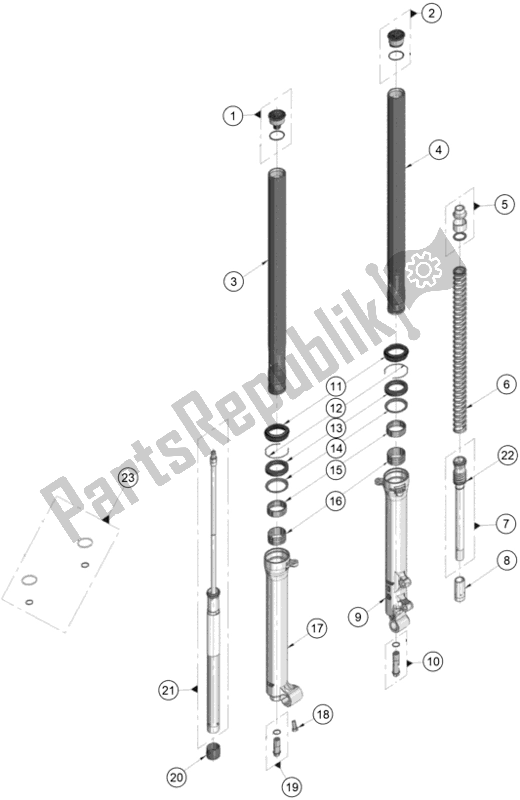 All parts for the Front Fork Disassembled of the KTM TXT Racing 280 US 2020