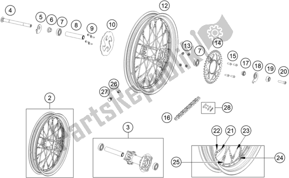 All parts for the Rear Wheel of the KTM TXT Racing 280 US 2020