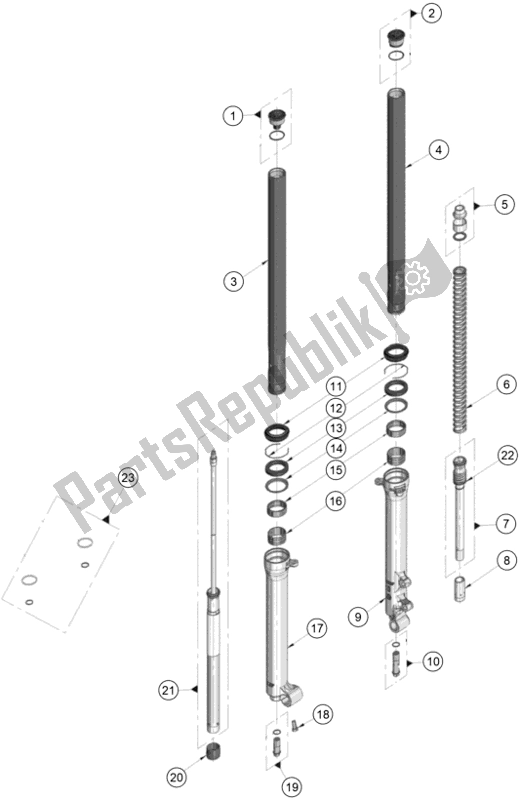 All parts for the Front Fork Disassembled of the KTM TXT Racing 280 US 2021