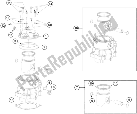 All parts for the Cylinder of the KTM TXT Racing 300 EU 2020