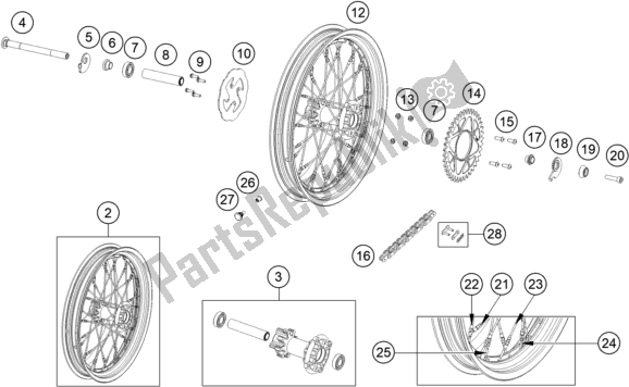 All parts for the Rear Wheel of the KTM TXT Racing 300 EU 2020