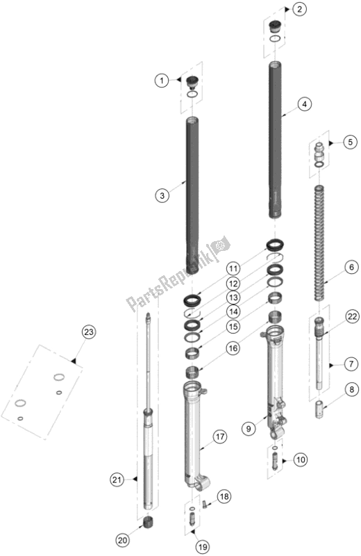 Tutte le parti per il Forcella Anteriore Smontata del KTM TXT Racing 300 US 2020