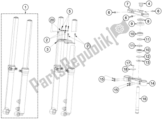 Tutte le parti per il Forcella Anteriore, Pinza Tripla del KTM TXT Racing 300 US 2020