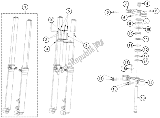 Toutes les pièces pour le Fourche Avant, Triple Serrage du KTM TXT Racing 300 US 2021