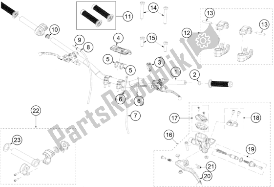 Tutte le parti per il Manubrio, Comandi del KTM TXT Racing 300 US 2021